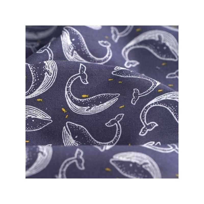 Tissu baleine bleu