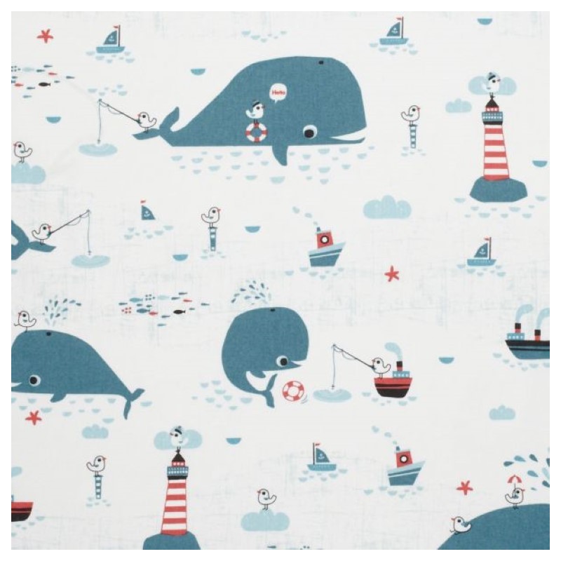 Tissu baleine et phare