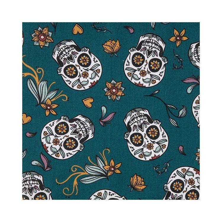 Tissu calavera pétrole