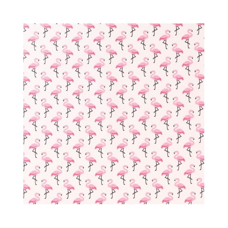 Tissu flamants roses beige