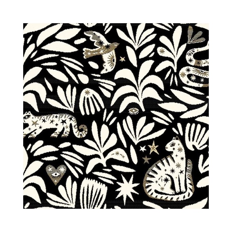 Tissu jungle noir doré