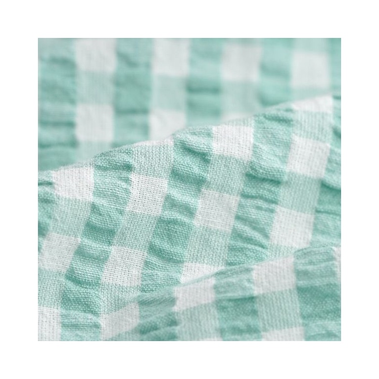 Tissu vichy vert eau