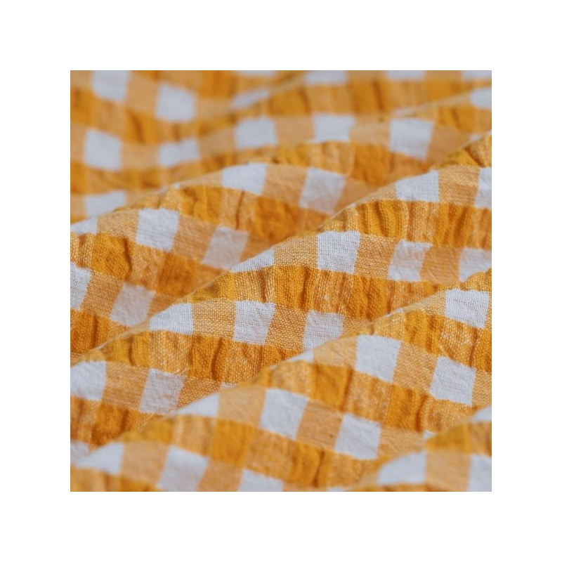 Tissu vichy jaune moutarde