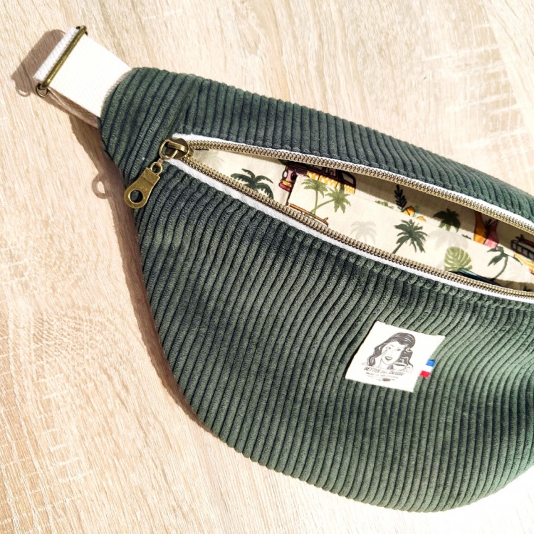 Sac Banane velours côtelé vert kaki