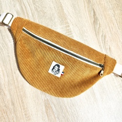 Sac Banane velours côtelé jaune