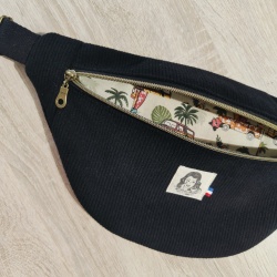 Sac Banane velours côtelé noir