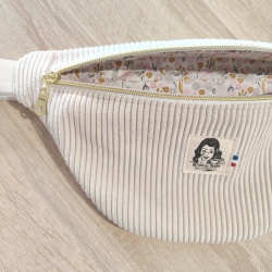 Sac Banane velours côtelé blanc écru