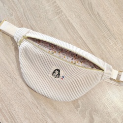 Sac Banane velours côtelé blanc écru