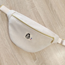 Sac Banane velours côtelé blanc écru