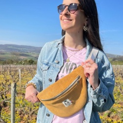 Sac Banane velours côtelé jaune