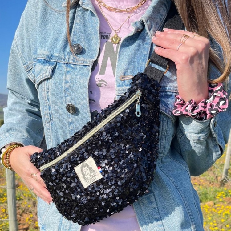 Sac Banane Sequins Noirs