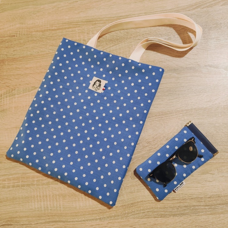 Tote bag jean à pois