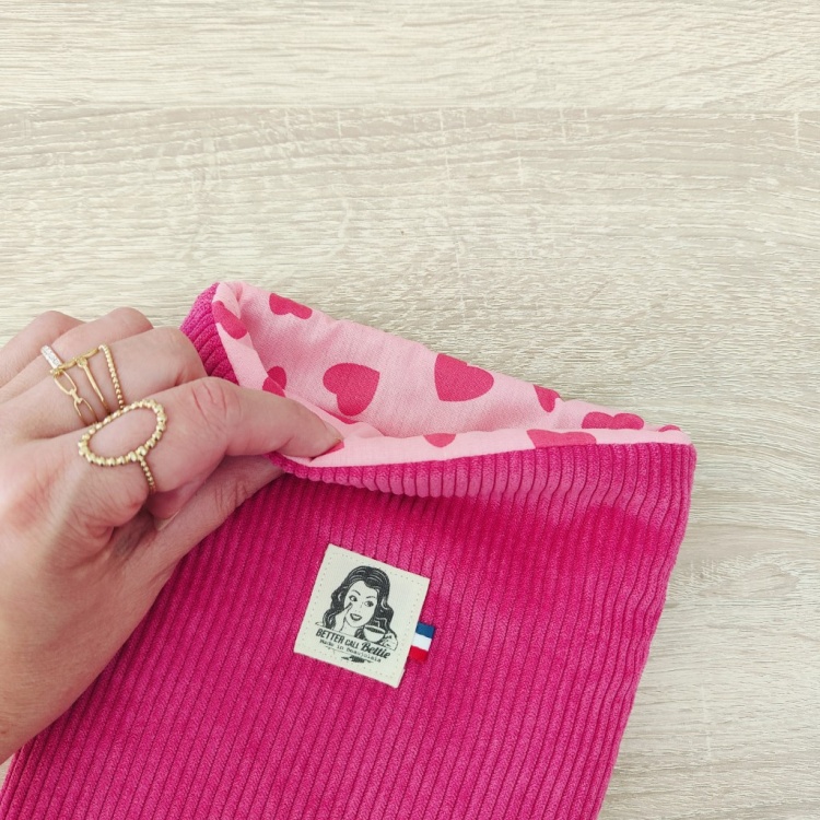Pochette à livres [poche] Velours Côtelé Rose Fuchsia