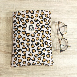 Pochette à livres [poche] velours Léopard Coeurs