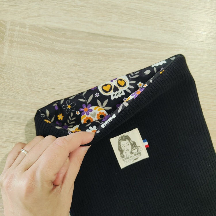 Pochette à livres [poche] Velours Côtelé Noir Dia de los Muertos Halloween
