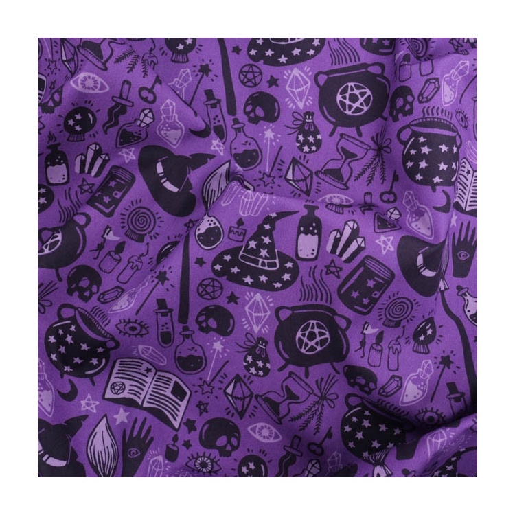 Tissu violet et noir sorcière