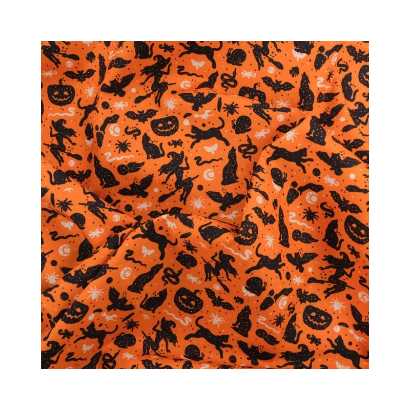 Tissu orange et noir Halloween