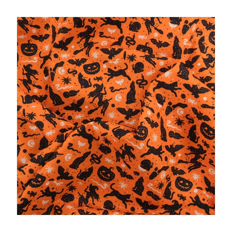 Tissu orange et noir Halloween