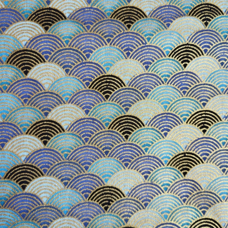 Tissu éventails bleus