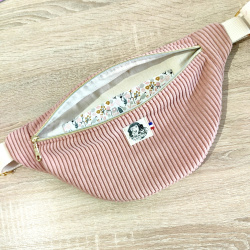 Sac Banane velours côtelé rose